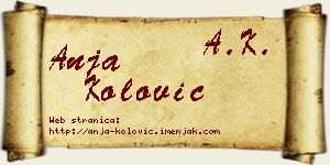 Anja Kolović vizit kartica